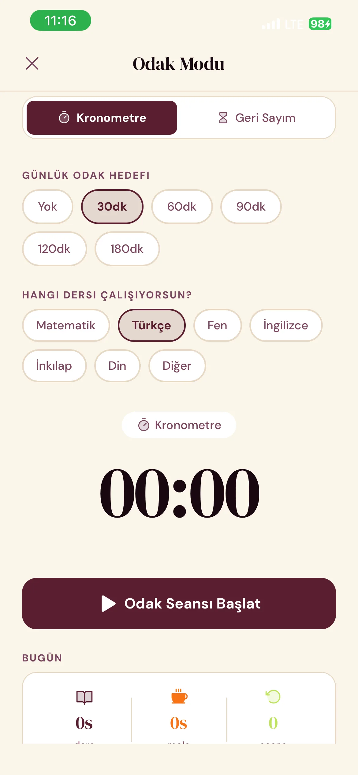 Odak Modu Ayarları